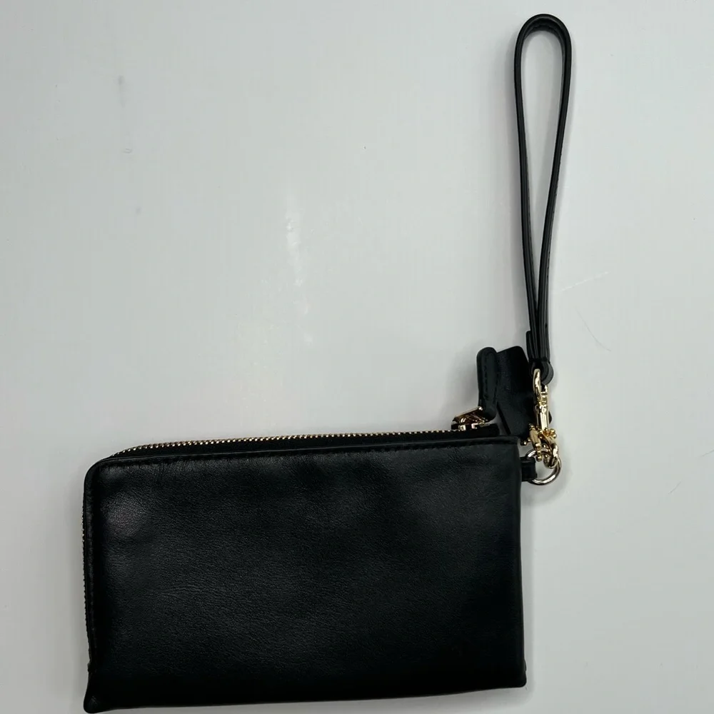 Vintage Coach Double Zip Leather Wristlet Wallet High Quality Leather Black